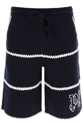 Wool Knit Shorts With Contrasting Trims - Palm Angels - Modalova