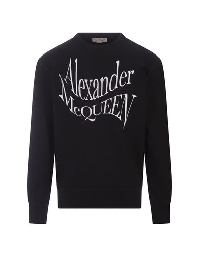 Black Sweatshirt With Distorted Logo - Alexander McQueen - Modalova