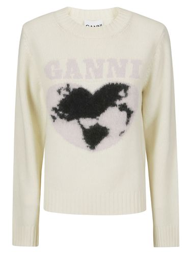 Ganni Graphic Soft Wool Mix O-neck - Ganni - Modalova
