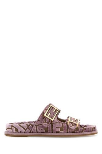 Embroidered Velvet And Jacquard Feel Slippers - Fendi - Modalova