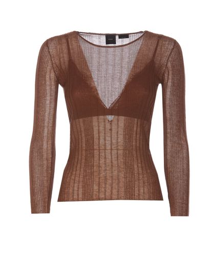 Semi-transparent Ribbed Mesh Sweater - Pinko - Modalova