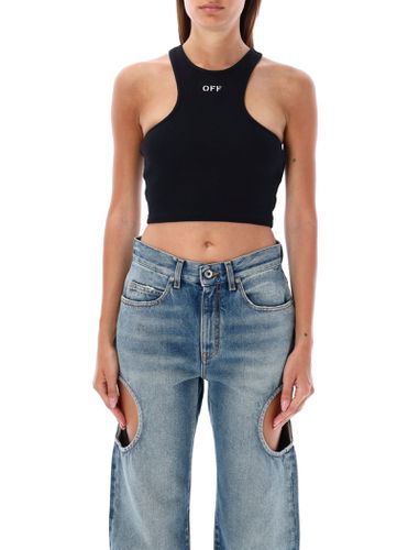 Off-White Ribbed Crop Top - Off-White - Modalova