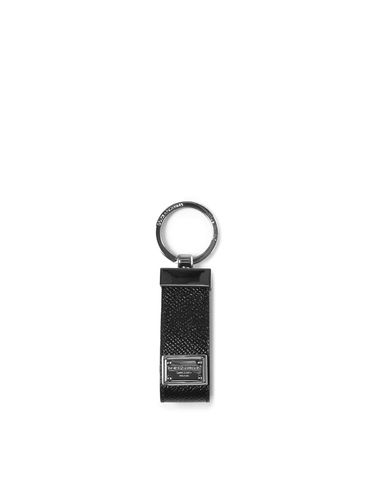 Calfskin Keychain With Logoed Plate - Dolce & Gabbana - Modalova