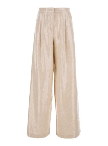 Pink Trousers With Sequins In Linen Blend Woman - Federica Tosi - Modalova