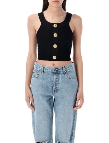 Balmain Knit Top With Gold Buttons - Balmain - Modalova