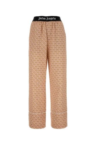 Printed Linen Blend Wide-leg Pant - Palm Angels - Modalova