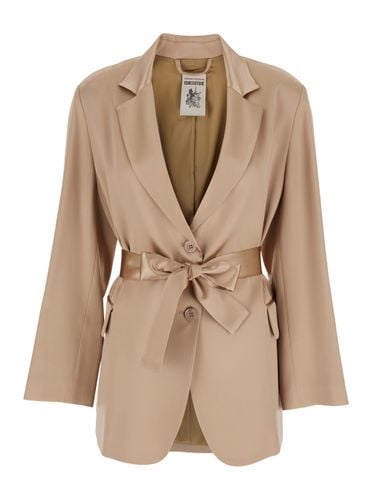 Christiana Jacket With Classic Lapels And Waist Belt In Silk Blend Woman - SEMICOUTURE - Modalova