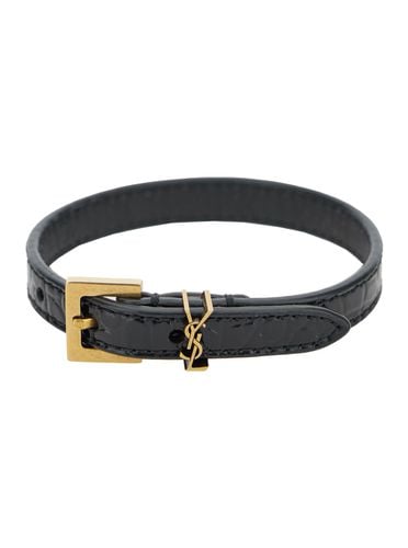 Cassandre Belt Bracelet In Croco Printed Leather Woman - Saint Laurent - Modalova