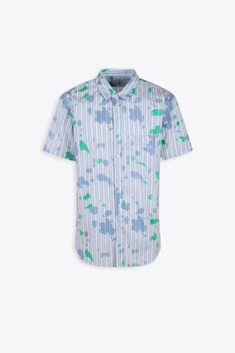 Mens Shirt Woven Light blue striped shirt with multicolour paint stains - Comme des Garçons Shirt - Modalova