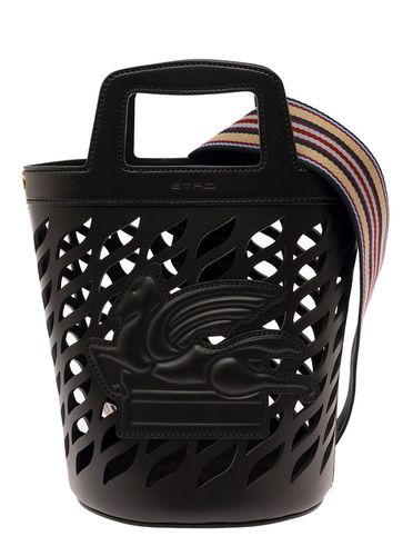 Bucket Bag With Multicolor Shoulder Strap And Pegasus Detail In Perforated Leather Woman - Etro - Modalova