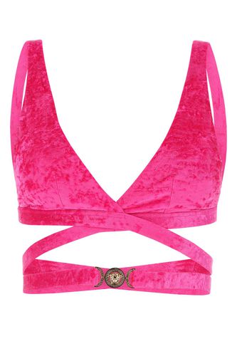 Fuchsia Stretch Velvet Bikini Top - Versace - Modalova