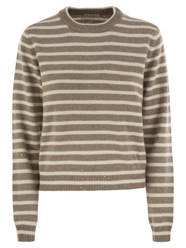 Sparkling & Dazzling Striped Cashmere And Wool Sweater - Brunello Cucinelli - Modalova