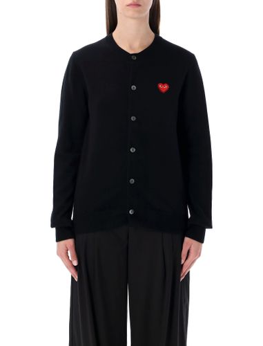 Wool Cardigan With Red Crystal Heart - Comme des Garçons Play - Modalova
