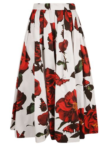 Rose Print Pleated Midi Skirt - Alexander McQueen - Modalova