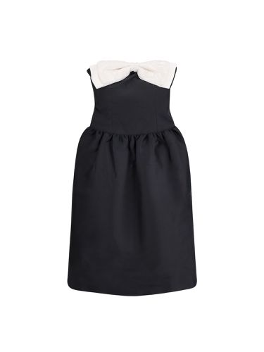 Taffeta Contrast Bow Midi Dress - self-portrait - Modalova