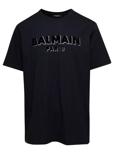 Balmain Logo Flock Crewneck T-shirt - Balmain - Modalova