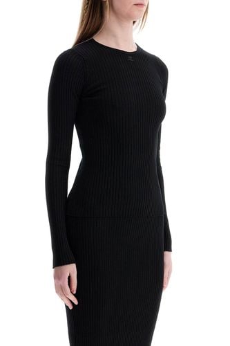 Black Viscose And Polyester Sweater With Drop Neckline - Courrèges - Modalova