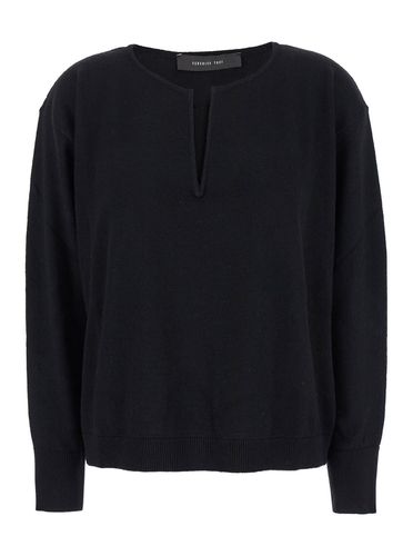 Crewneck Sweater With V Neck In Wool Blend Woman - Federica Tosi - Modalova