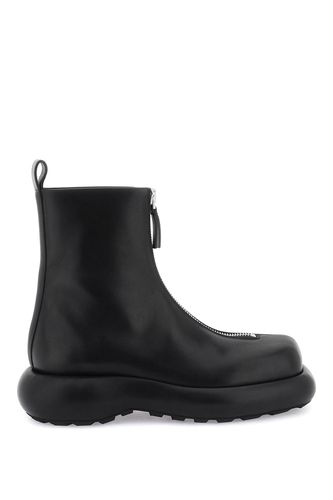 Combat Boots In Black Leather - Jil Sander - Modalova