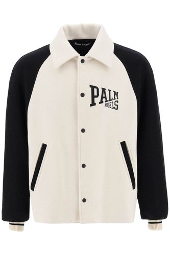 Wool Varsity Jacket With Embroidery - Palm Angels - Modalova