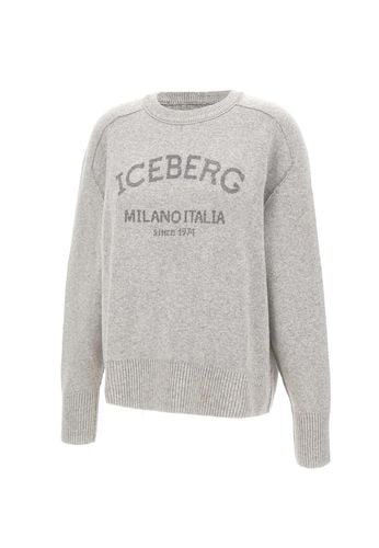 Logo Jacquard Crewneck Knitted Jumper - Iceberg - Modalova