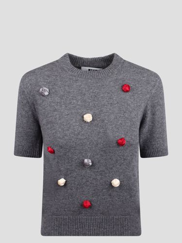 Msgm Sweater With Rose Appliqué - MSGM - Modalova