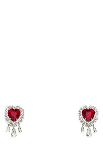 Heart Embellished Dropped Earrings - Alessandra Rich - Modalova