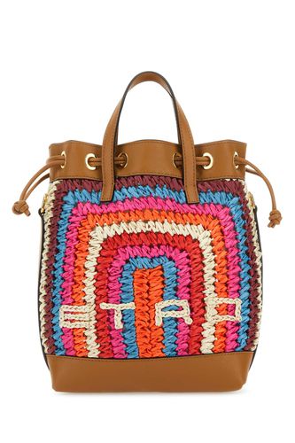 Multicolor Raffia And Leather Bucket Bag - Etro - Modalova