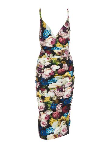 Nocturnal Flower Draped Midi Dress - Dolce & Gabbana - Modalova