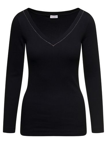 V-neck Pullover With Beads Detailing - Brunello Cucinelli - Modalova