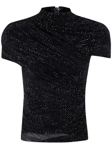 Black Rhinestone Mesh Cut Out Top - self-portrait - Modalova