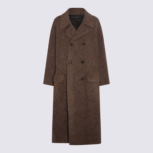 Brown Wool Blend Coat - Dolce & Gabbana - Modalova