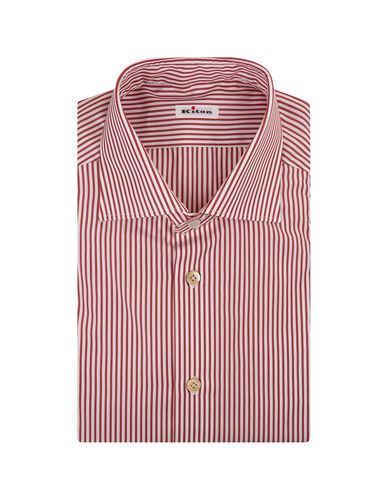 White And Striped Poplin Shirt - Kiton - Modalova