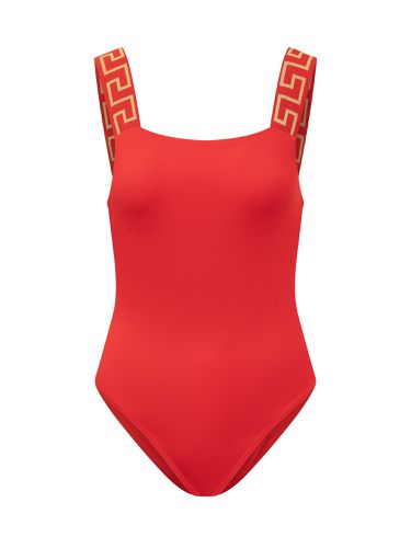 One Piece Swimsuit With Greek Pattern - Versace - Modalova