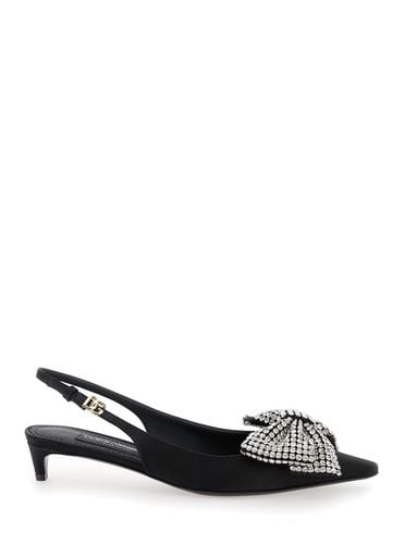 Satin Sling-back With Rhinestone Embroidery - Dolce & Gabbana - Modalova