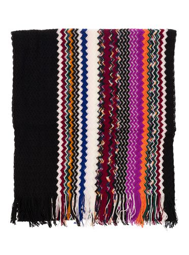 Scarf With Zigzag Motif And Fringed Hem In Wool Blend Woman - Missoni - Modalova