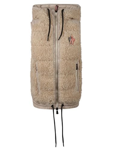 Logo Patched Fur Coated Hooded Gilet - Moncler Grenoble - Modalova