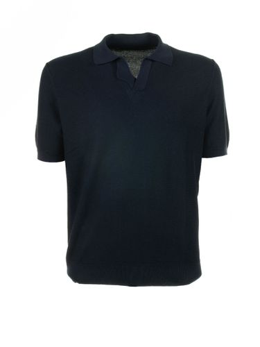 Navy Blue Short-sleeved Polo Shirt - Tagliatore - Modalova