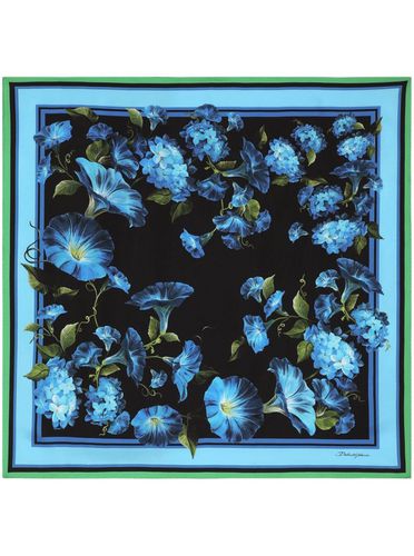 Light Blue Foulard With fiore Notturno Print In Silk Woman - Dolce & Gabbana - Modalova