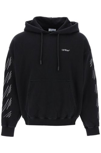 Hoodie With Contrasting Topstitching - Off-White - Modalova