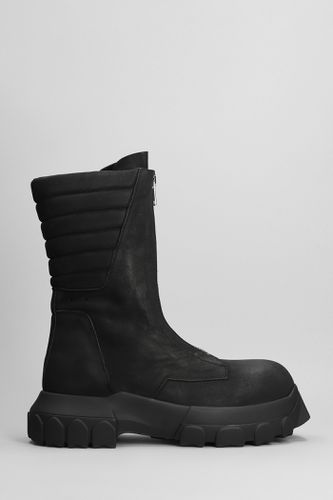 Moto Turbo Tractor Combat Boots In Leather - Rick Owens - Modalova