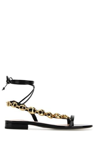 Black Leather Marina Chain Sandals - Gucci - Modalova