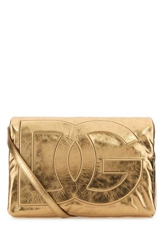 Gold Leather Dg Logo Bag Soft Clutch - Dolce & Gabbana - Modalova