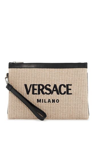 Versace Cappuccino Raffia Pouch - Versace - Modalova