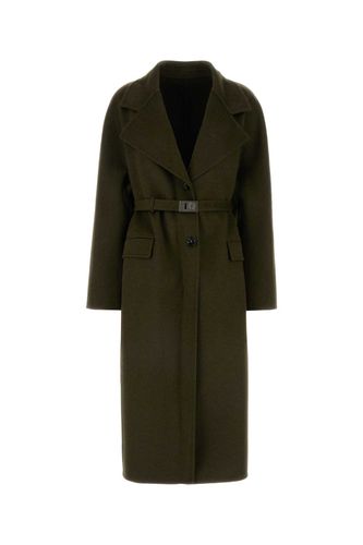 Green Wool Blend Coat - Ferragamo - Modalova