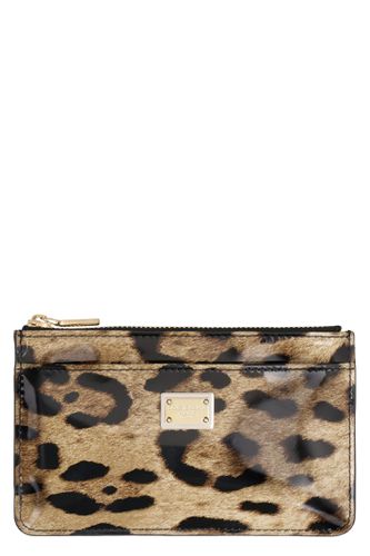 Printed Leather Card Holder - Dolce & Gabbana - Modalova