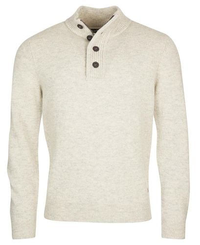 High-neck Half Buttoned Knit Jumper - Barbour - Modalova