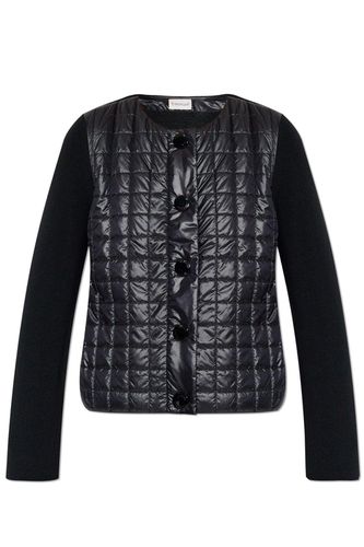 Logo Patch Quilted Knitted Cardigan - Moncler - Modalova