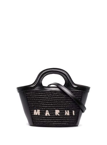 Tropicalia Micro Handbag With Logo Lettering Detail In Leather And Rafia Effect Fabric Woman - Marni - Modalova