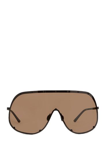 Shield Frame Sunglasses Black steel mask sunglasses with brown lens - Shield - Rick Owens - Modalova
